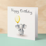 Birthday Card for Child Birthday Card For Girl of Boy Birthday Card For Her or Him Cute Elephant Birthday Card With Birthday Balloons