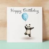 Birthday Card for Child Birthday Card For Kids Birthday Card For Her or Him Cute Panda Birthday Card With Birthday Balloons For Boy or Girl