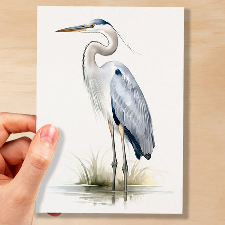 Heron Notelet Card For Anyone Any Occasion Card For Her or For Him 5x7, A6 Card For Birthday or Easter Card Thank You Card Wildlife