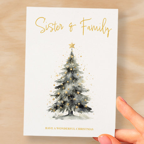 Christmas Card For Sister and Family Card For Her Xmas Card for Sister Christmas Card for Loved One Sister Family Card Christmas Tree Card