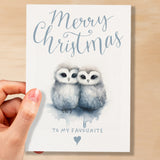 Christmas Card For Her Card For Him Xmas Card For Girlfriend or Boyfriend Christmas Card for Wife Christ Card For Husband Cute Owls