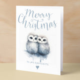 Christmas Card For Her Card For Him Xmas Card For Girlfriend or Boyfriend Christmas Card for Wife Christ Card For Husband Cute Owls