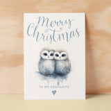 Christmas Card For Her Card For Him Xmas Card For Girlfriend or Boyfriend Christmas Card for Wife Christ Card For Husband Cute Owls