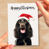 Christmas Card For Him or Her Christmas Card With A Dog Spaniel Dog Christmas Card For Anyone Friend or Relative Fun Christmas Card of a Dog