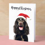 Christmas Card For Him or Her Christmas Card With A Dog Spaniel Dog Christmas Card For Anyone Friend or Relative Fun Christmas Card of a Dog