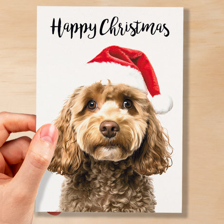 Christmas Card For Him or Her Christmas Card With A Dog Cockerpoo Dog Christmas Card For Anyone Friend or Relative Christmas Card of a Dog