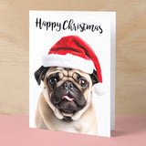 Christmas Card For Him or Her Christmas Card With A Dog Pug Dog Christmas Card For Anyone Friend or Relative Fun Christmas Card of a Dog