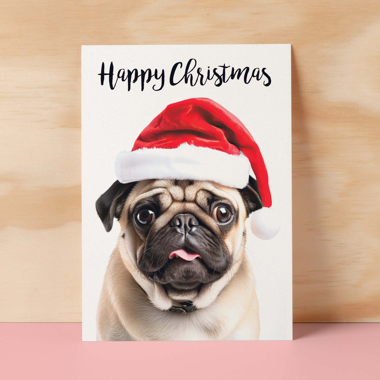 Christmas Card For Him or Her Christmas Card With A Dog Pug Dog Christmas Card For Anyone Friend or Relative Fun Christmas Card of a Dog