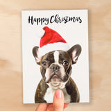 Christmas Card For Him or Her Christmas Card With A Dog French Bulldog Dog Christmas Card For Anyone Friend Fun Christmas Card of a Dog