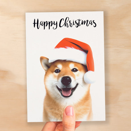 Christmas Card For Him or Her Christmas Card With A Dog Shiba Inu Dog Christmas Card For Anyone Friend Fun Christmas Card of a Dog