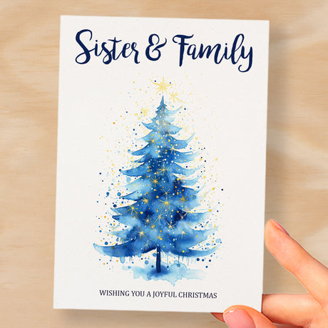 Christmas Card For Sister and Family Card For Her Xmas Card for Sister Christmas Card for Loved One Sister Family Card Christmas Tree Card