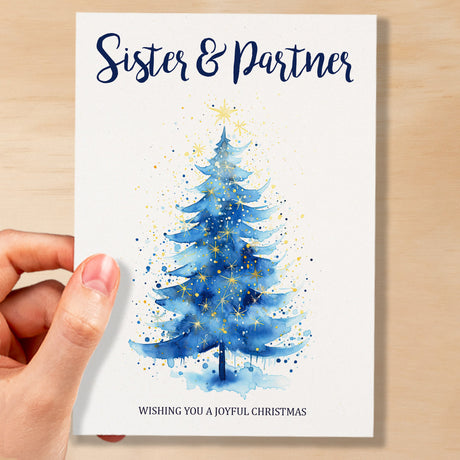 Christmas Card For Sister and Partner Card Xmas Card for Sister Christmas Card for Loved One Sister Partner Card Christmas Tree Card