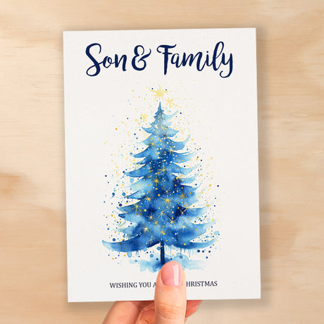 Christmas Card For Son and Family Card For Him Xmas Card for Son Christmas Card for Loved One Family Card Christmas Tree Card