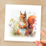 Notelet Card of a Squirrel Any Occasion Card For Her or For Him Card For Birthday or Easter Card Thank You Card