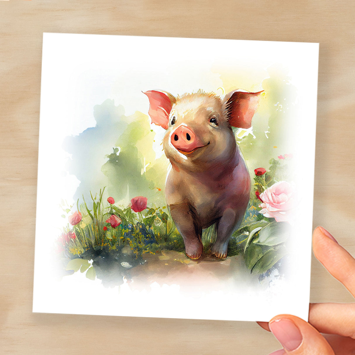 Notelet Card of a Pig For Anyone Any Occasion Card For Her or For Him Card For Birthday or Easter Card Thank You Card