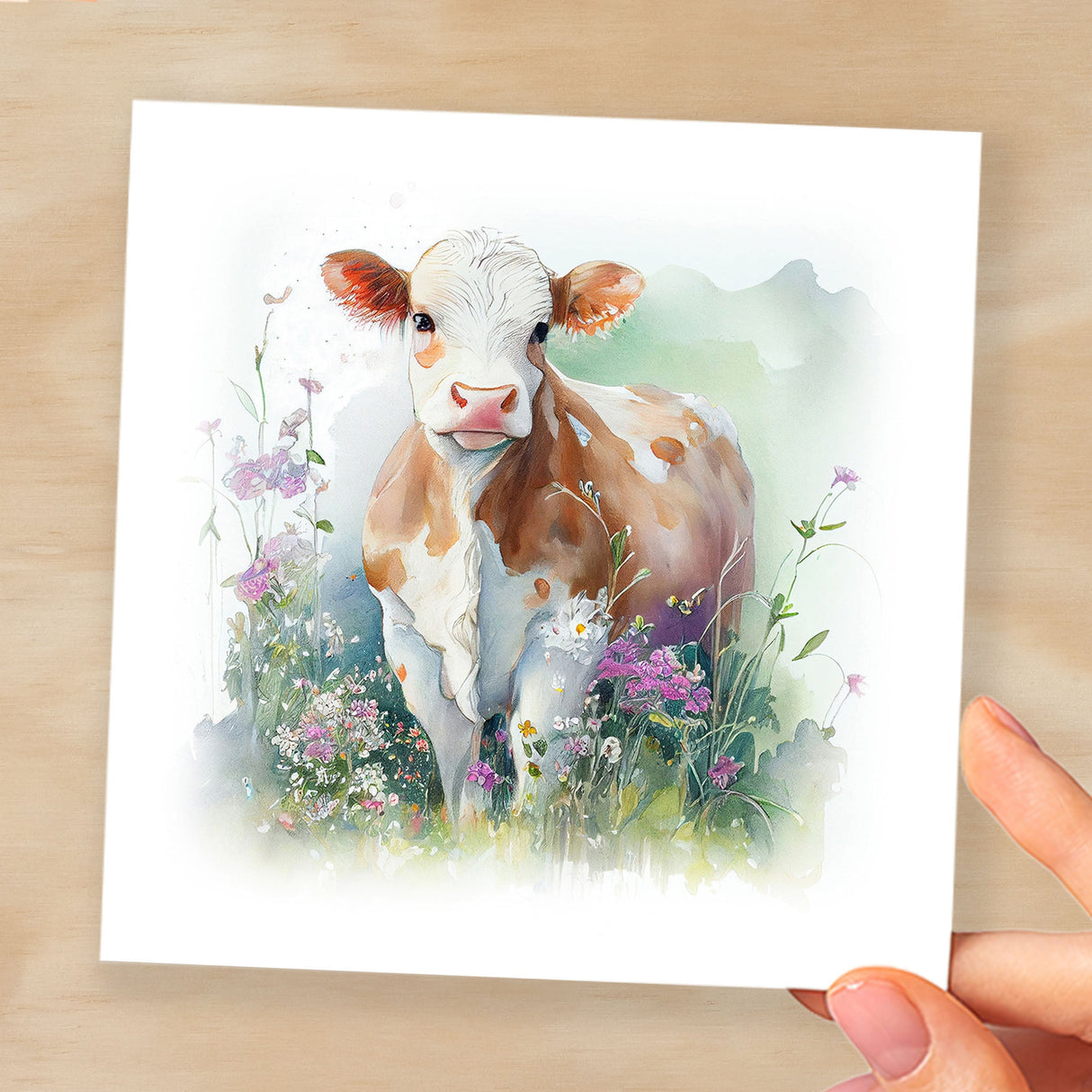 Notelet Card of a Cow For Anyone Any Occasion Card For Her or For Him Card For Birthday or Easter Card Thank You Card