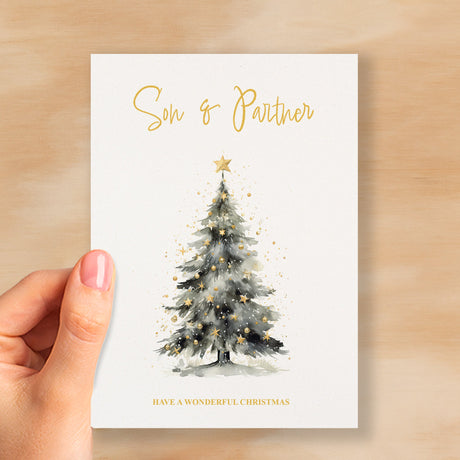 Christmas Card For Son and Partner Card Xmas Card for Son Christmas Card for Loved One Son Partner Card Christmas Tree Card