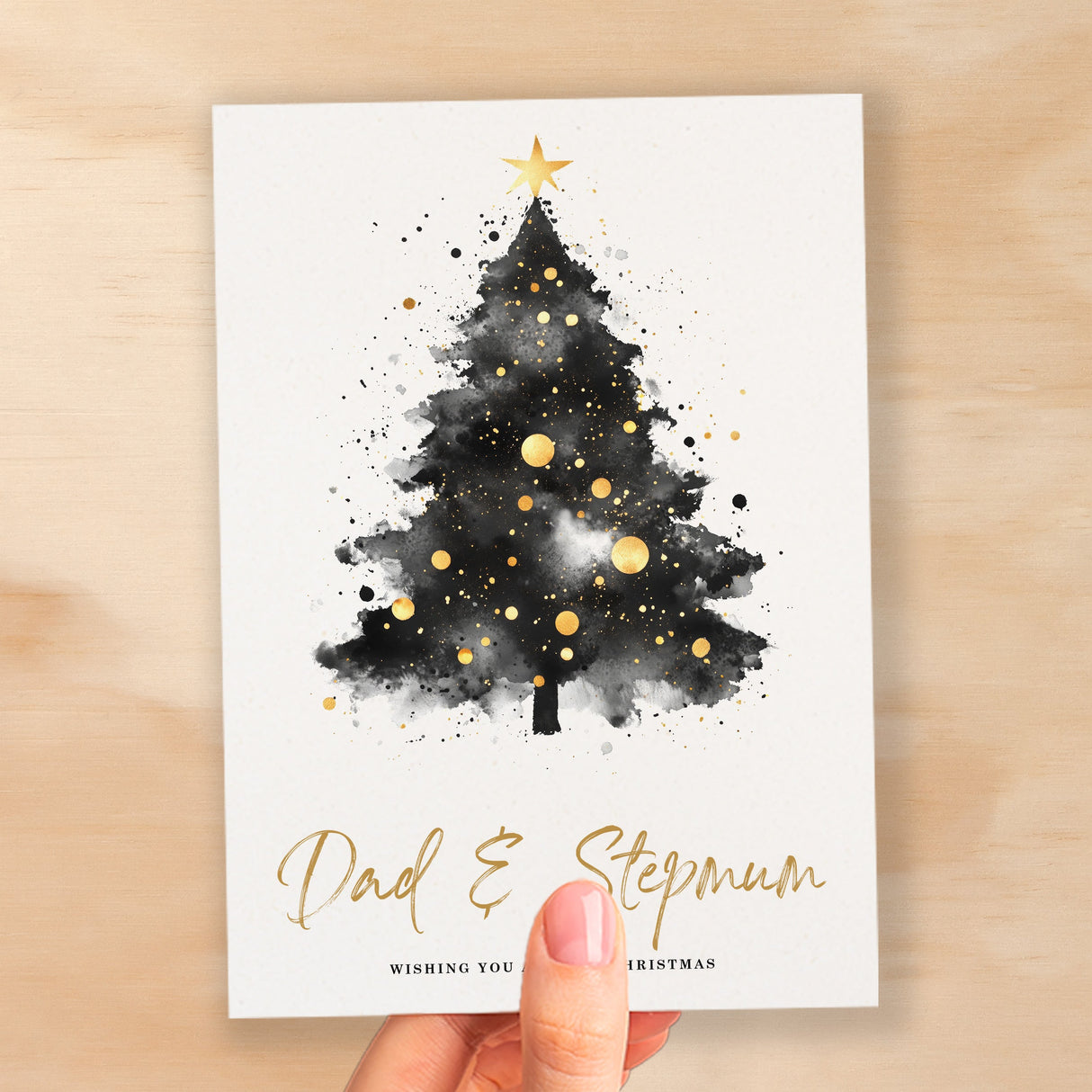 Christmas Card For Dad & Stepmum Christmas Tree Card Wising You A Merry Christmas