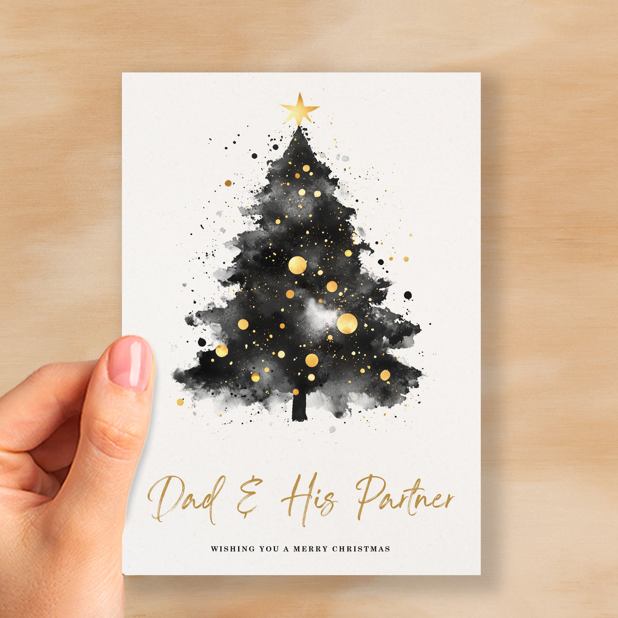 Christmas Card For Dad & His Partner Christmas Tree Card Wising You A Merry Christmas