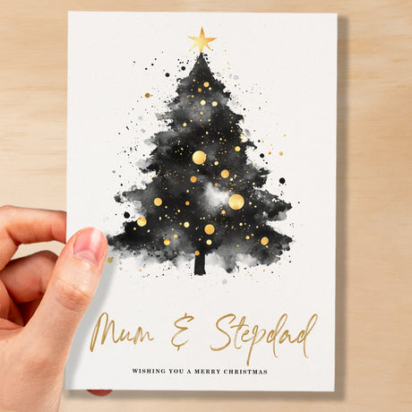 Christmas Card For Mum & Stepdad Christmas Tree Card Wising You A Merry Christmas