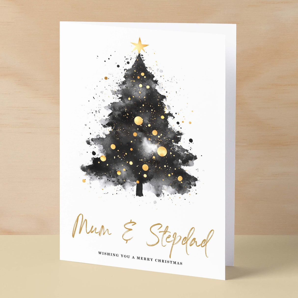 Christmas Card For Mum & Stepdad Christmas Tree Card Wising You A Merry Christmas