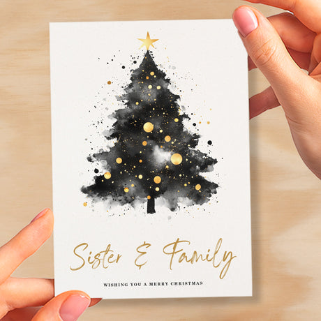 Christmas Card For Sister & Family Christmas Tree Card Wising You A Merry Christmas