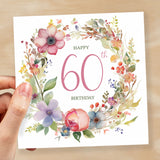 60th Birthday Card With Floral Illustration Pretty Sixty Card For Mum, Gran or Friend Sixieth Birthday Card