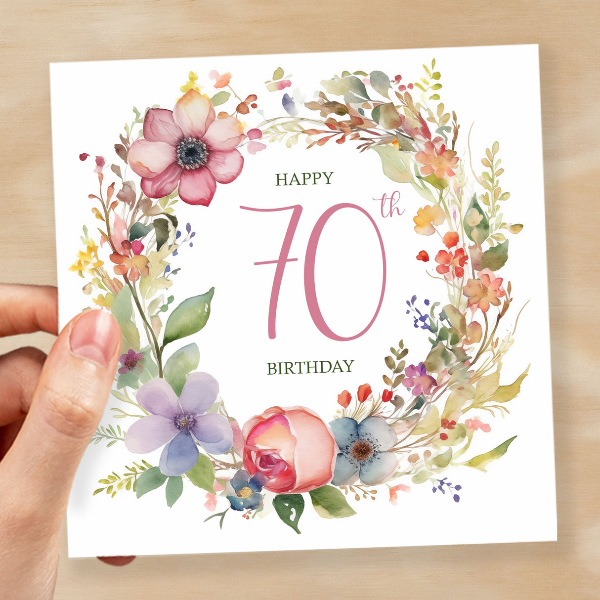 70th Birthday Card With Floral Illustration Pretty Seventy Card For Mum, Gran or Friend Seventieth Birthday Card