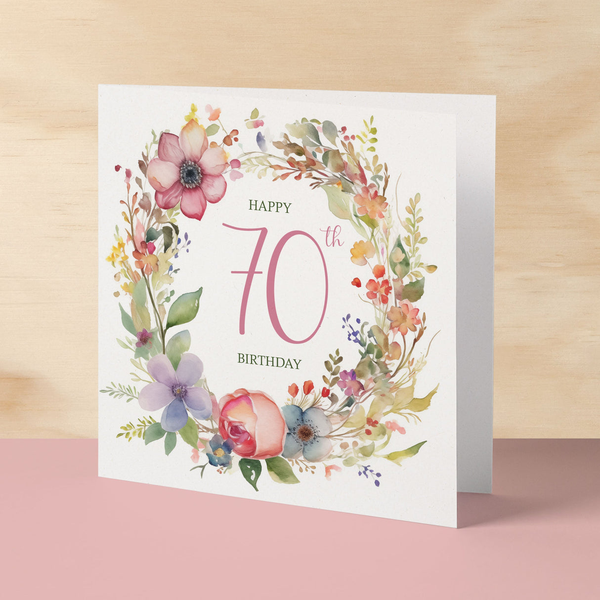 70th Birthday Card With Floral Illustration Pretty Seventy Card For Mum, Gran or Friend Seventieth Birthday Card