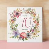 70th Birthday Card With Floral Illustration Pretty Seventy Card For Mum, Gran or Friend Seventieth Birthday Card