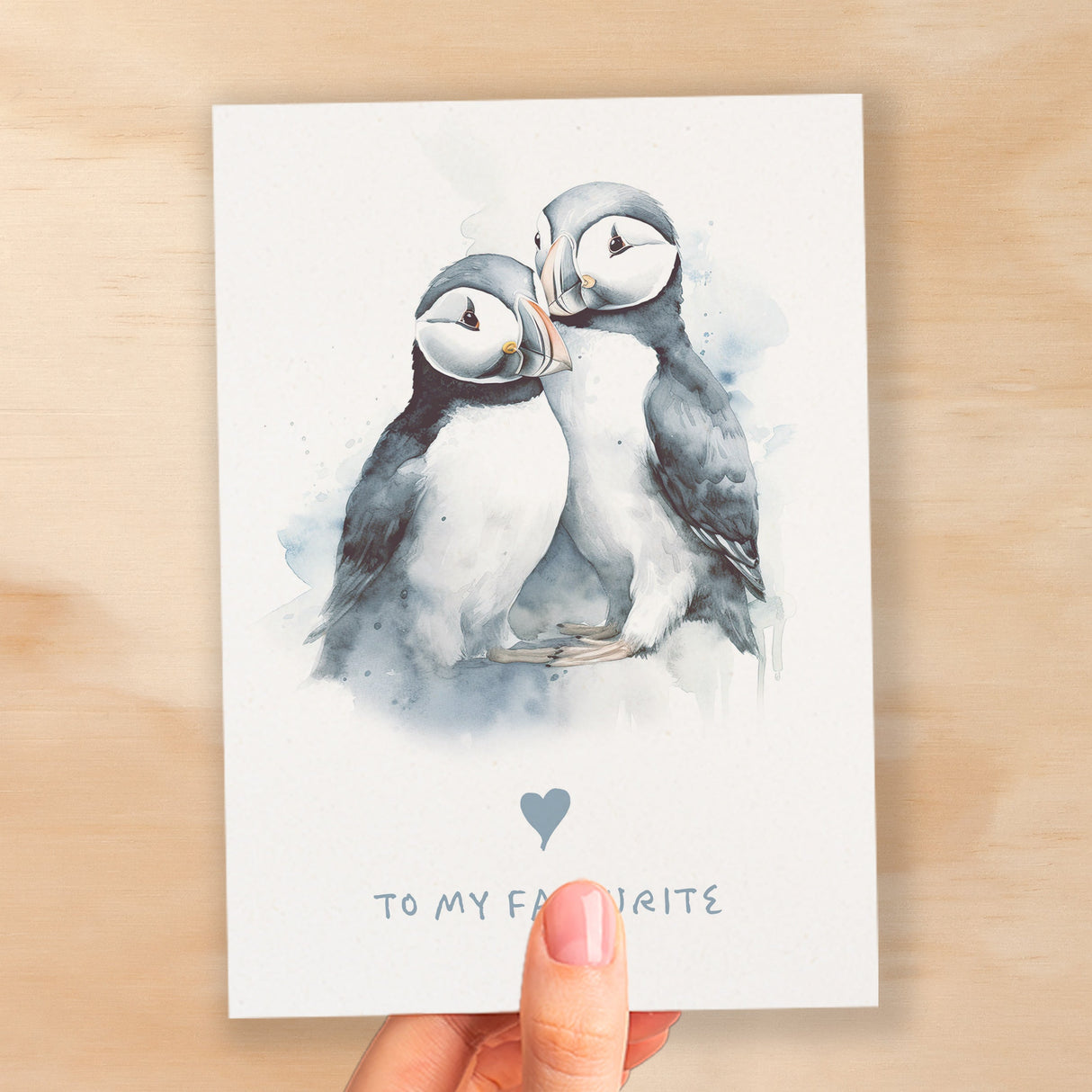 Anniversary or Valentine's Card for Her or Him Anniversary Card for Wife Valentines Day Card For Husband Boyfriend or Girlfriend Puffin Card