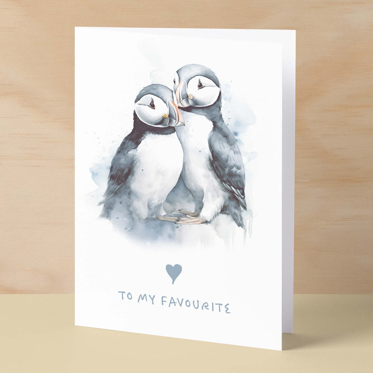 Anniversary or Valentine's Card for Her or Him Anniversary Card for Wife Valentines Day Card For Husband Boyfriend or Girlfriend Puffin Card