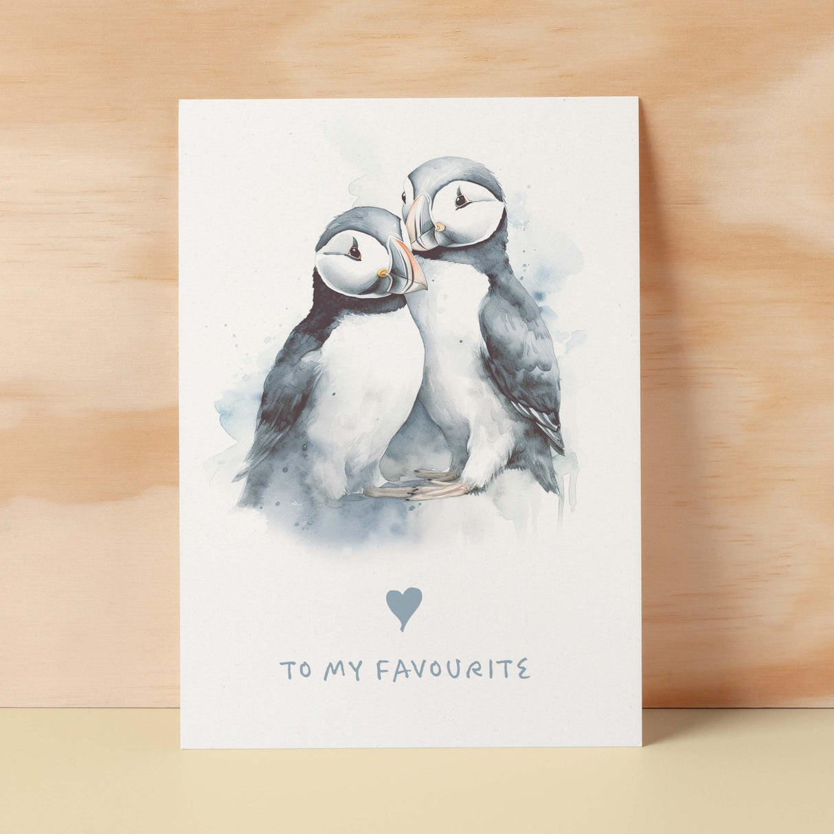 Anniversary or Valentine's Card for Her or Him Anniversary Card for Wife Valentines Day Card For Husband Boyfriend or Girlfriend Puffin Card