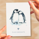 Anniversary or Valentine's Card for Her Anniversary Card for Wife Valentines Day Card For Husband Boyfriend or Girlfriend Cute Penguin Card