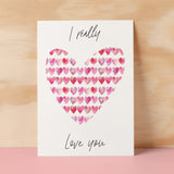 Anniversary or Valentine's Card for Her Anniversary Card for Wife Valentines Day Card For Husband Boyfriend or Girlfriend Love Hearts