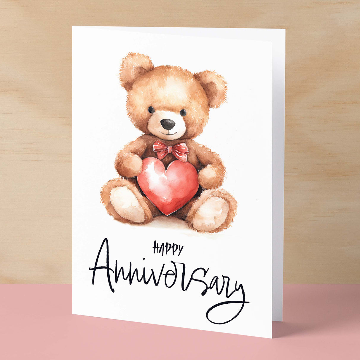 Anniversary Card for Wife Anniversary Card for Her Annversary Card For Husband Boyfriend or Girlfriend Cute Teddy Bear Card With Love Heart