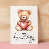 Anniversary Card for Wife Anniversary Card for Her Annversary Card For Husband Boyfriend or Girlfriend Cute Teddy Bear Card With Love Heart