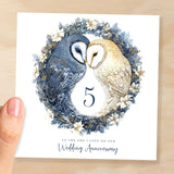 5th Wedding Anniversary Card Pretty Owl Design 5 Year Anniversary Wood Wedding Anniversary Card