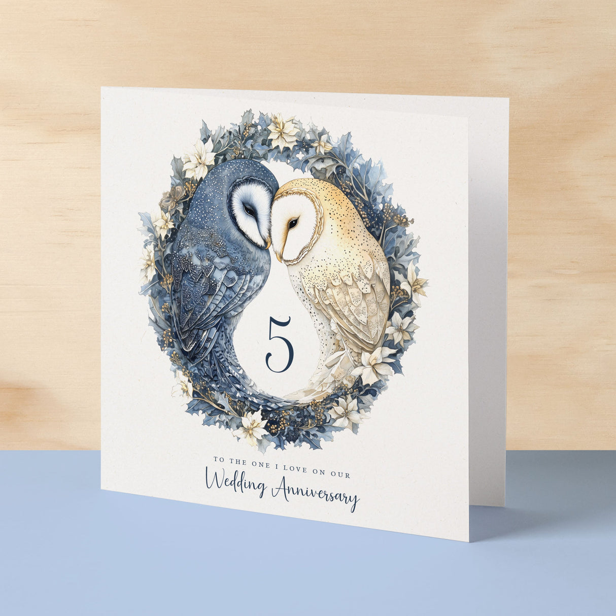 5th Wedding Anniversary Card Pretty Owl Design 5 Year Anniversary Wood Wedding Anniversary Card