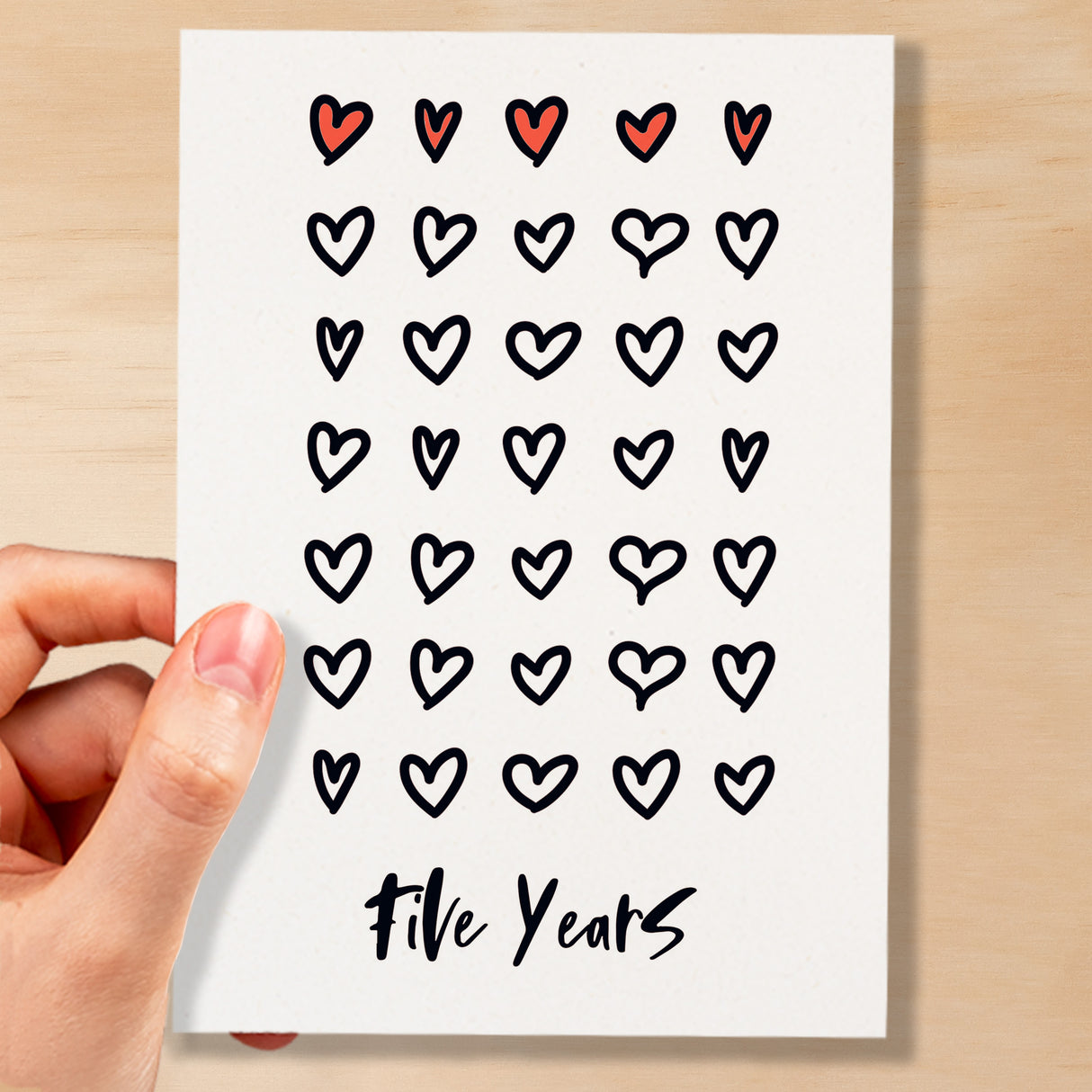 5th Wedding Anniversary Card For Wife Anniversary Card for Husband or Boyfriend Anniversary Card For Girlfriend Fifth Anniversary Five Year