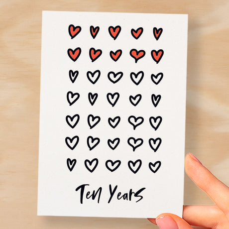 10th Wedding Anniversary Card For Wife Anniversary Card for Husband or Boyfriend Anniversary Card For Girlfriend Tenth Anniversary Ten Year