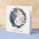 10th Wedding Anniversary Card Pretty Owl Design 10 Year Anniversary Tin Wedding Anniversary Card