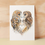 Anniversary or Valentine's Card for Her Anniversary Card for Wife Valentines Day Card For Husband Boyfriend or Girlfriend Brown Owls