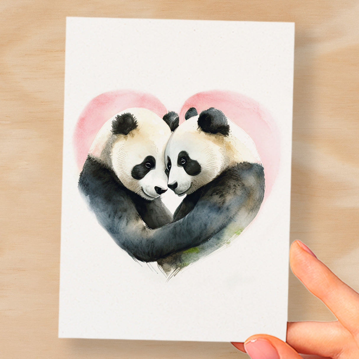 Anniversary or Valentine's Card for Her Anniversary Card for Wife Valentines Day Card For Husband Boyfriend or Girlfriend Cute Pandas