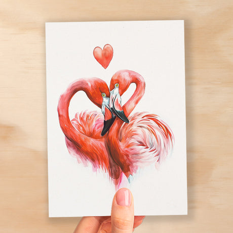 Anniversary or Valentine's Card for Her Anniversary Card for Wife Valentines Day Card For Husband Boyfriend or Girlfriend Flamingo Love