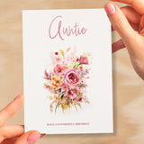 Birthday Card For Auntie Card For Her Card for Auntie Luxury Card For Auntie Birthday Card for Loved One Auntie Card Birthday Flower Card