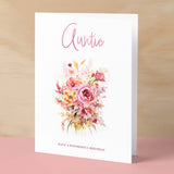 Birthday Card For Auntie Card For Her Card for Auntie Luxury Card For Auntie Birthday Card for Loved One Auntie Card Birthday Flower Card