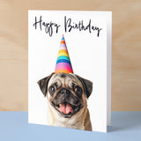 Birthday Card For Her Card For Friend Mum or Sister Birthday Card For Him Brother Dad Happy Birthday Card of Pug Dog Fun Birthday Card