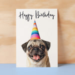 Birthday Card For Her Card For Friend Mum or Sister Birthday Card For Him Brother Dad Happy Birthday Card of Pug Dog Fun Birthday Card