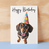 Birthday Card For Her Card For Friend Mum or Sister Birthday Card For Him Brother Dad Happy Birthday Card of Dachshund Dog Fun Birthday Card